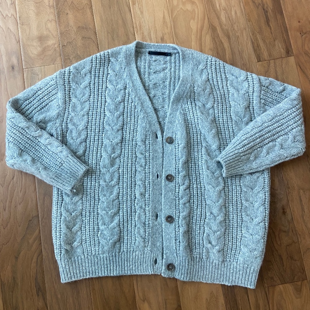 Jenni Kayne Cable Cocoon Cardigan Grey Small NWOT